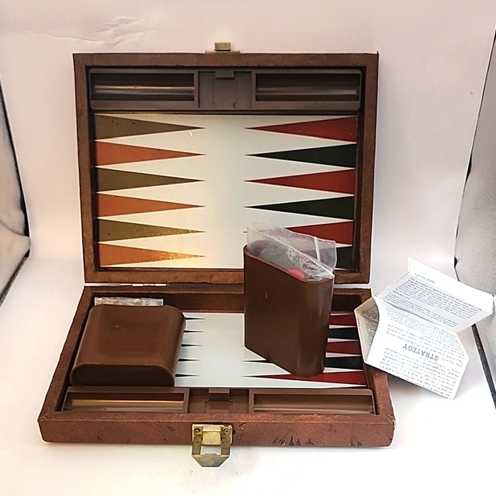 Vintage Mini Travel Backgammon Set